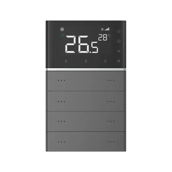 Letour LY/P40872T10STPRGR Выключатель Т10 с сенсорным дисплеем (4"), 6 кнопок, пластик, закругл., серый