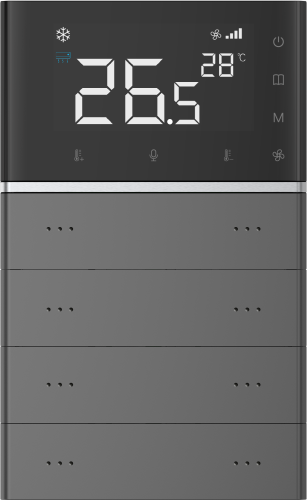 Letour LY/KW0308T10STMRGR Выключатель Т10 с сенсорным дисплеем (3"), 8 кнопок, металл, закругл., серый