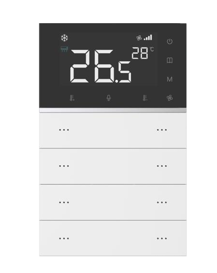 Letour LY/KW0308T10STENPCWHITECURVED 8-кнопочный выключатель с термостатом, закругл. пластик, белый