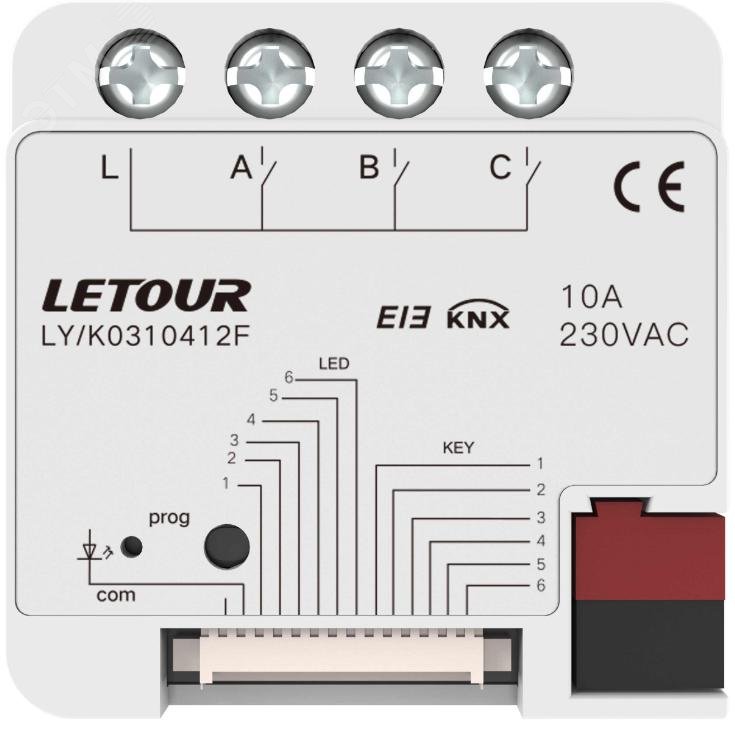 Letour LY/K0310412F Релейный актуатор скрытого монтажа, 3 канала, 10А / 230V (AC)