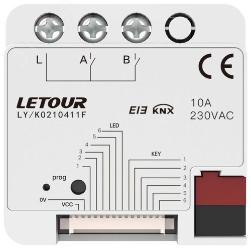 Letour LY/K0210411F Релейный актуатор скрытого монтажа, 2 канала, 10А / 230V (AC)