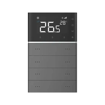 Letour LY/P40872T10STPRGR Выключатель Т10 с сенсорным дисплеем (4"), 6 кнопок, пластик, закругл., серый